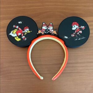 Disney Black and Orange Hockey Mickey Ears Headband
